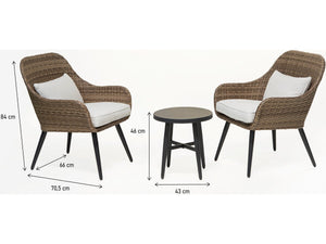 Set di mobili da giardino in resina intrecciata Amber a 2 posti - Marrone