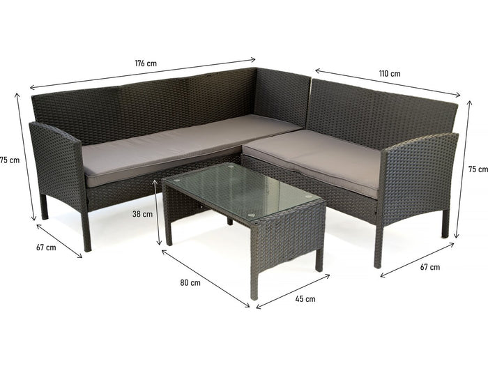 Mobile da giardino in resina intrecciata "Louisa" - 5 posti - Marrone