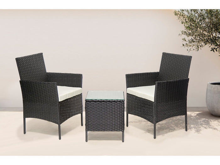 Set da giardino in resina intrecciata da 2 posti "Eléa" - Nero