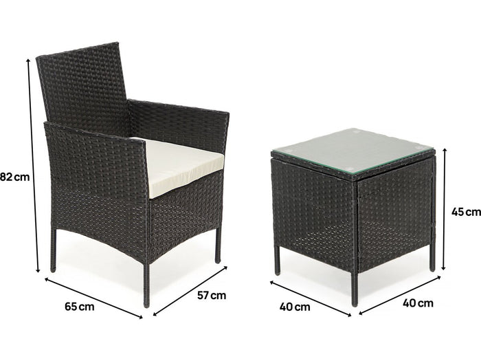 Set da giardino in resina intrecciata da 2 posti "Eléa" - Nero