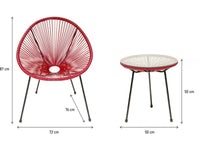 Set da giardino Acapulco "Liana" - 2 posti - Rosso