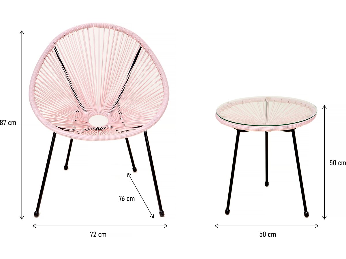 Set da giardino acapulco "Liana" - 2 posti - Rosa