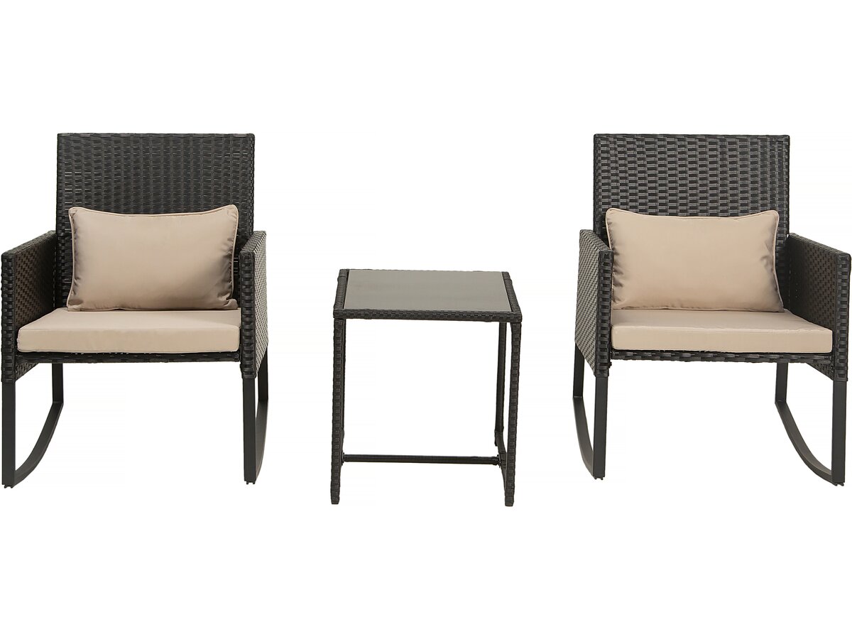 Set di mobili da giardino a dondolo in resina intrecciata "Garden" - Nero