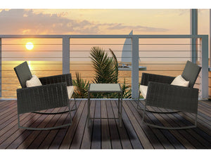 Set di mobili da giardino a dondolo in resina intrecciata "Garden" - Nero