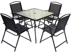 Mobile da pranzo da giardino in metallo "Maude" - 4 posti - Nero