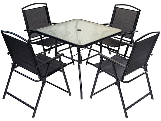 Mobile da pranzo da giardino in metallo "Maude" - 4 posti - Nero