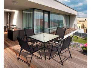 Mobile da pranzo da giardino in metallo "Maude" - 4 posti - Nero