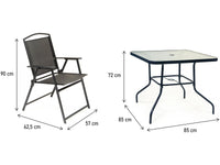 Mobile da pranzo da giardino in metallo "Maude" - 4 posti - Nero