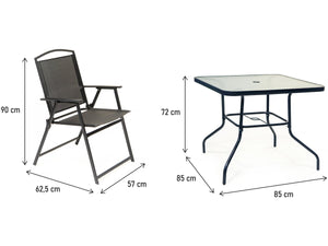 Mobile da pranzo da giardino in metallo "Maude" - 4 posti - Nero