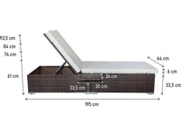 Set 2 lettini prendisole in resina intrecciata con cuscini "Alice" - Beige