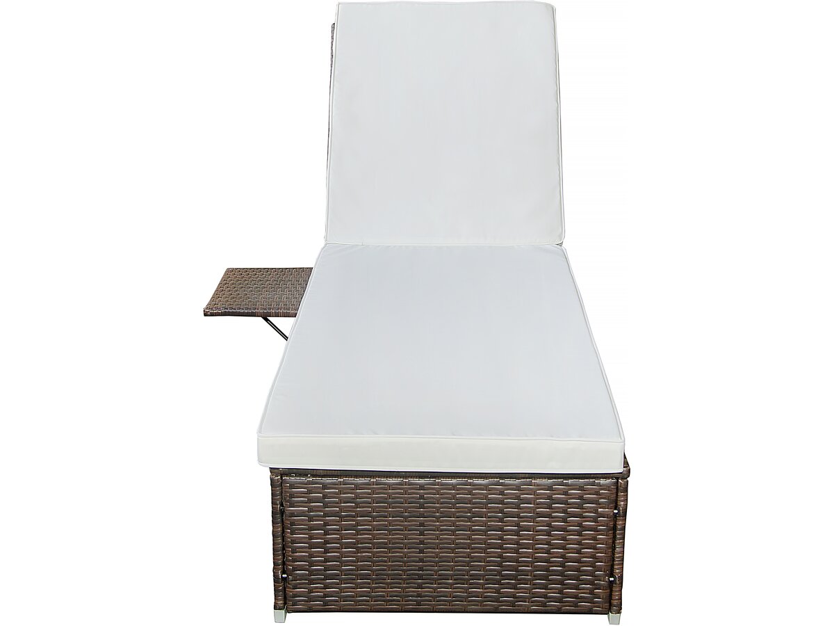 Set 2 lettini prendisole in resina intrecciata con cuscini "Alice" - Beige