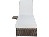 Set 2 lettini prendisole in resina intrecciata con cuscini "Alice" - Beige