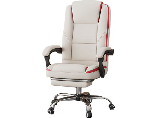 Sedia da ufficio in ecopelle con poggiapiedi "Maissa" - Beige