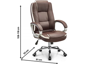Sedia da ufficio in ecopelle con poggiapiedi "Maissa" - Marrone