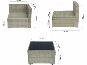 Set da giardino panoramico "Elia" in resina e vimini - 6 posti - Beige