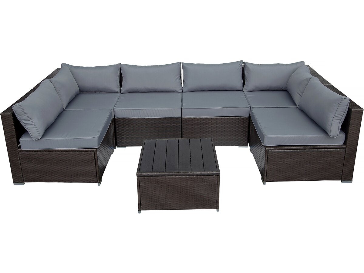 Set da giardino panoramico in resina e vimini "Océane" - 6 posti - Marrone