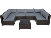 Set da giardino panoramico in resina e vimini "Océane" - 6 posti - Marrone