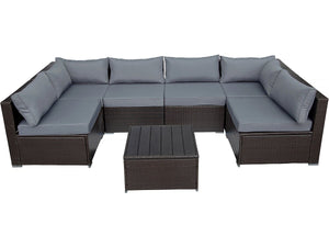Set da giardino panoramico in resina e vimini "Océane" - 6 posti - Marrone