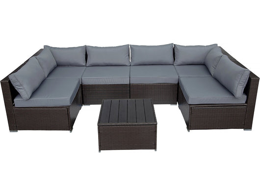 Set da giardino panoramico in resina e vimini "Océane" - 6 posti - Marrone