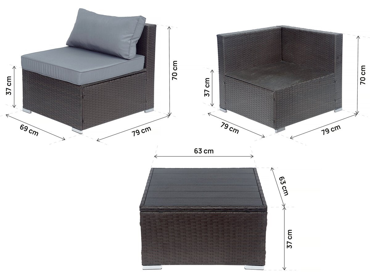 Set da giardino panoramico in resina e vimini "Océane" - 6 posti - Marrone