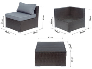 Set da giardino panoramico in resina e vimini "Océane" - 6 posti - Marrone