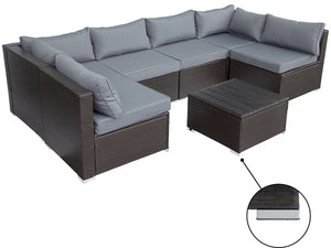 Set da giardino panoramico in resina e vimini "Océane" - 6 posti - Marrone