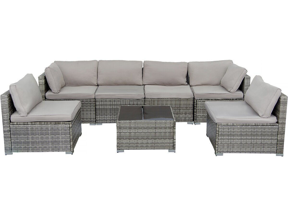 Set di mobili da giardino panoramici in resina e vimini "Nelson" - 6 posti - Grigio