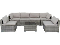 Set di mobili da giardino panoramici in resina e vimini "Nelson" - 6 posti - Grigio