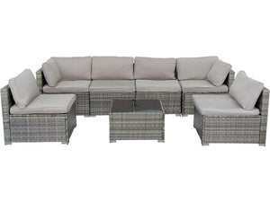 Set di mobili da giardino panoramici in resina e vimini "Nelson" - 6 posti - Grigio
