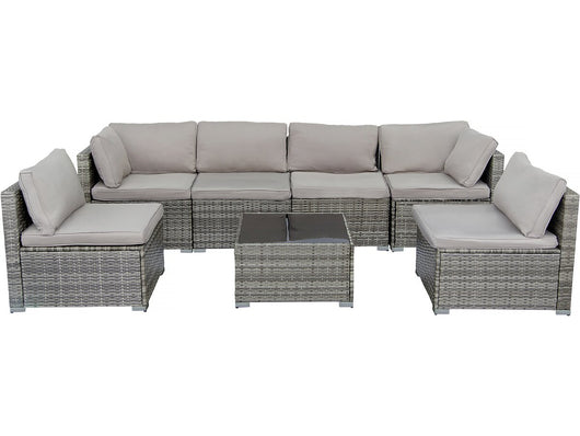 Set di mobili da giardino panoramici in resina e vimini "Nelson" - 6 posti - Grigio