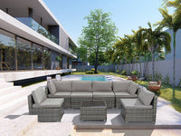 Set di mobili da giardino panoramici in resina e vimini "Nelson" - 6 posti - Grigio