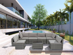 Set di mobili da giardino panoramici in resina e vimini "Nelson" - 6 posti - Grigio