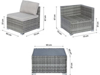 Set di mobili da giardino panoramici in resina e vimini "Nelson" - 6 posti - Grigio