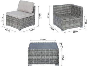 Set di mobili da giardino panoramici in resina e vimini "Nelson" - 6 posti - Grigio