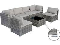 Set di mobili da giardino panoramici in resina e vimini "Nelson" - 6 posti - Grigio