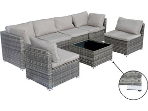 Set di mobili da giardino panoramici in resina e vimini "Nelson" - 6 posti - Grigio