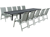 Set da pranzo da giardino "Lagos" - 200/320 x 105 x 76 cm - 10 sedie - Grigio chiaro