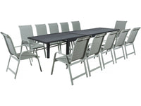 Set da pranzo da giardino "Lagos" - 200/320 x 105 x 76 cm - 12 sedie - Grigio chiaro
