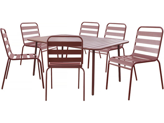 Set da pranzo da giardino in metallo "Bilbao" - 6 posti - Terracotta