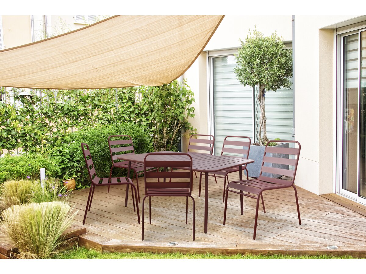 Set da pranzo da giardino in metallo "Bilbao" - 6 posti - Terracotta