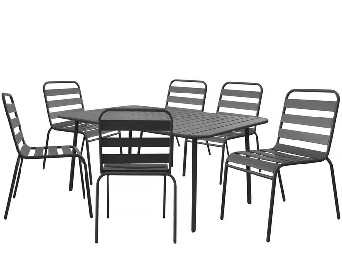 Set da pranzo da giardino in metallo "Bilbao" - 6 posti - Grigio