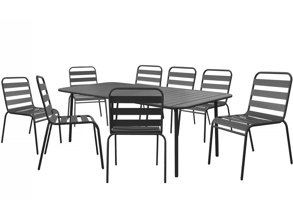 Set da pranzo da giardino in metallo "Bilbao" - 8 posti - Grigio