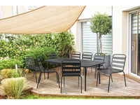 Set da pranzo da giardino in metallo "Bilbao" - 8 posti - Grigio