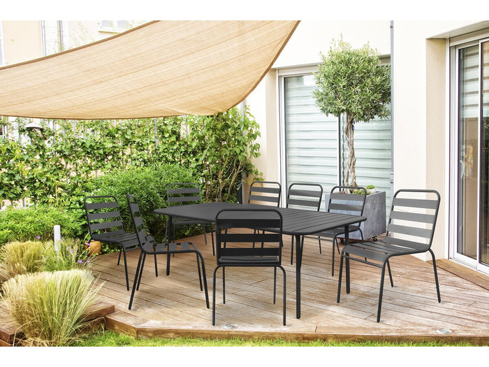Set da pranzo da giardino in metallo "Bilbao" - 8 posti - Grigio