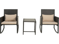 Set di mobili da giardino a dondolo in resina intrecciata "Garden" - Nero