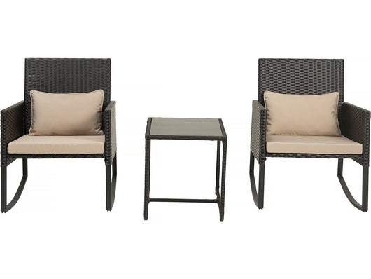 Set di mobili da giardino a dondolo in resina intrecciata "Garden" - Nero