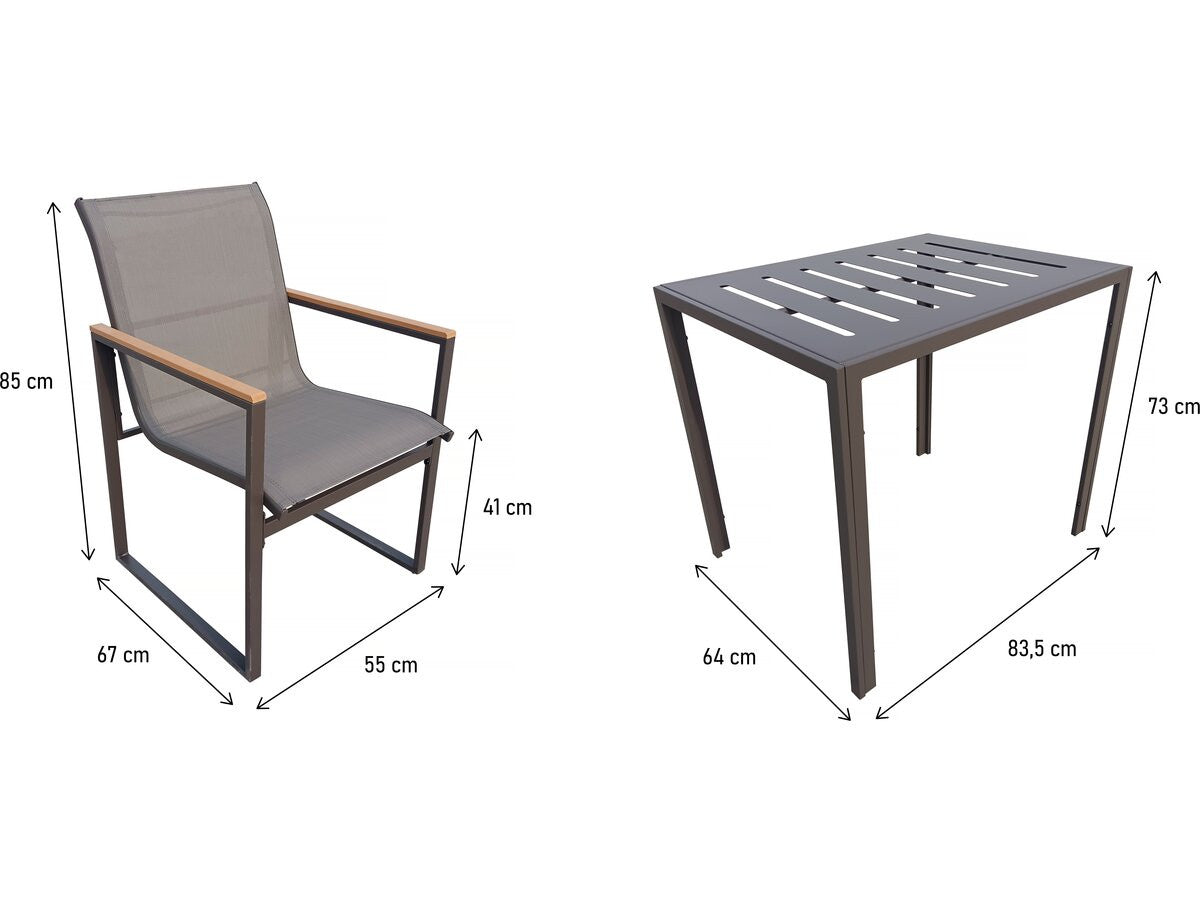 Set di mobili da giardino per balcone "Liam" - 2 posti - Marrone/Grigio
