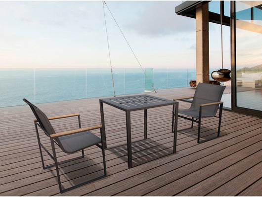 Set di mobili da giardino per balcone "Liam" - 2 posti - Marrone/Grigio