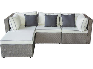 Mobile da giardino basso in resina intrecciata "Kuba" - Grigio