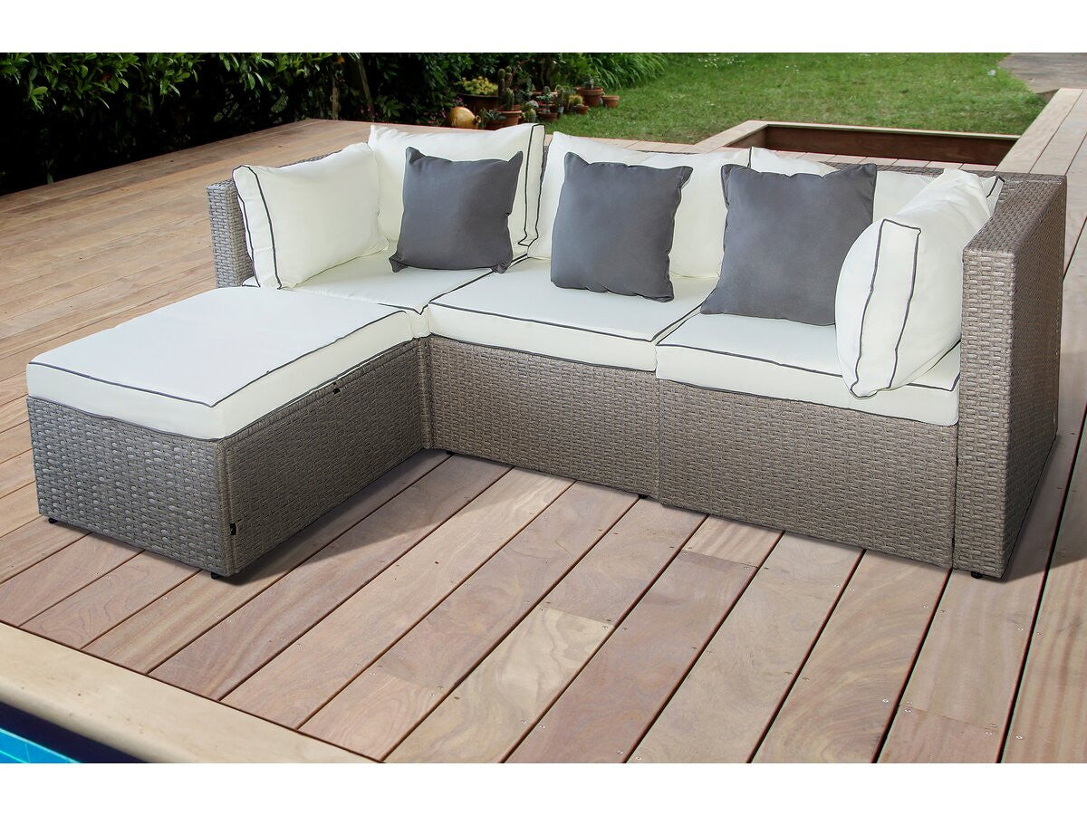 Mobile da giardino basso in resina intrecciata "Kuba" - Grigio